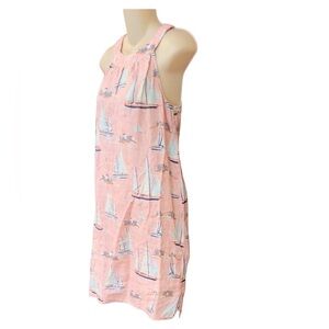 St. Tropez West Pink 100% Linen Sailboat Dress‎ XS